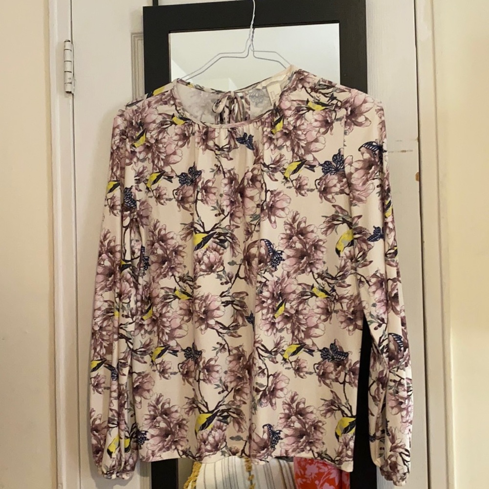 High neck blouse with tie back detail
